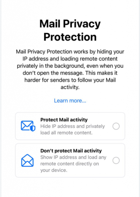 “邮件隐私保护”选项